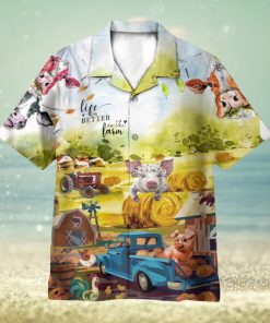 Life Is Better On The Farm Happy Farmer 3D Hawaiian Shirt Summer Vaction Gift