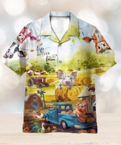 Life Is Better On The Farm Happy Farmer 3D Hawaiian Shirt Summer Vaction Gift