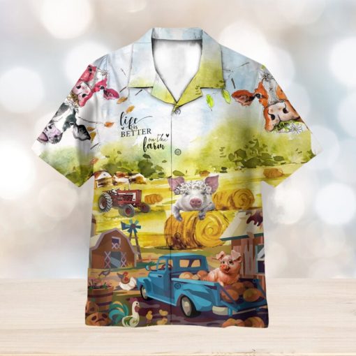 Life Is Better On The Farm Happy Farmer 3D Hawaiian Shirt Summer Vaction Gift