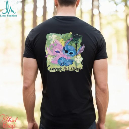 Lilo and stitch mad engine youth clover all over st. paddy’s day graphic 2024 shirt