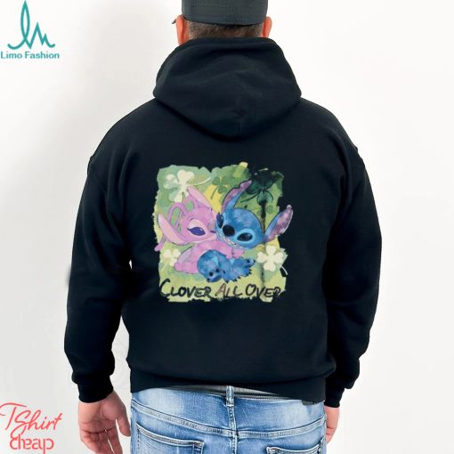 Lilo and stitch mad engine youth clover all over st. paddy’s day graphic 2024 shirt