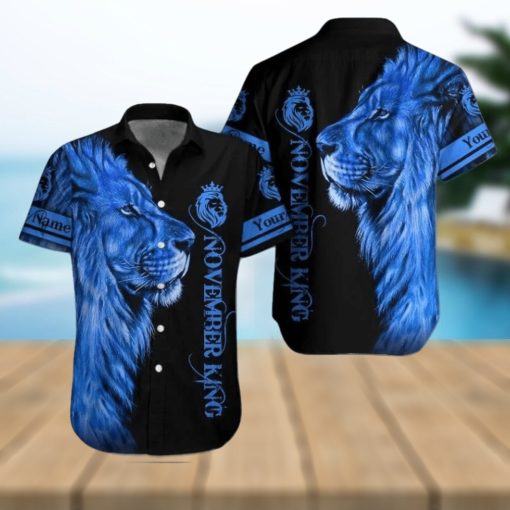 Lion November Guy Custom Name Hawaiian Shirt