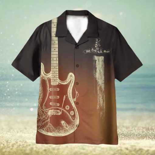 Live Rock And Roll Music Guitar Rock 3D Hawaiian Shirt Summer Vaction Gift