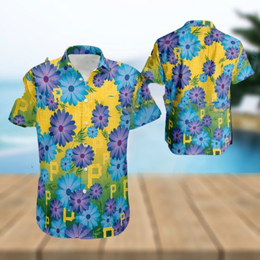 Logo Pittsburgh Pirates Flower 3D Hawaiian Shirt For Beach