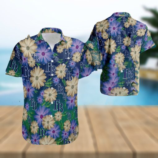 Logo Tampa Bay Rays Flower Hawaiian Shirt Short Sleeve For Beach