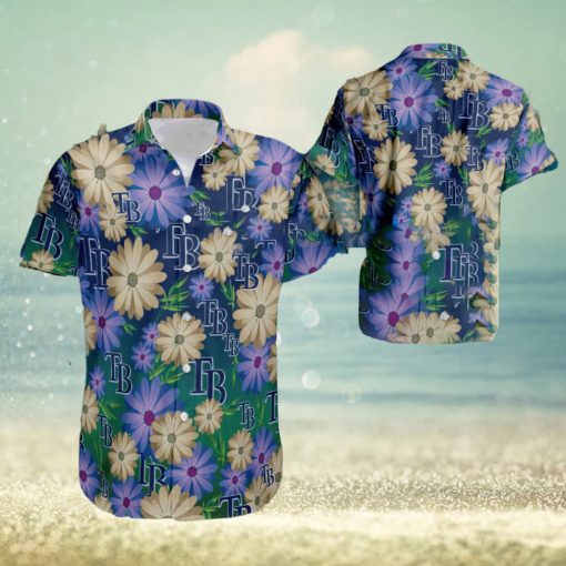 Logo Tampa Bay Rays Flower Hawaiian Shirt Short Sleeve For Beach