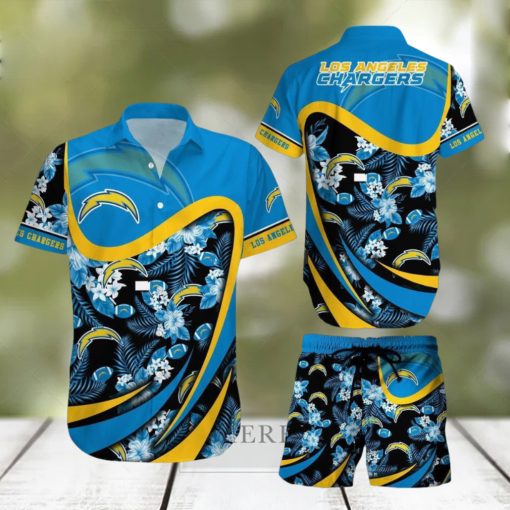 Los Angeles Chargers NFL SAS Tropical Pattern Luau Summer Beach Team Hawaiian Shirt And Short For Mem Women Gift