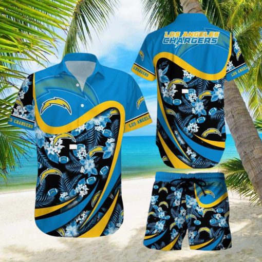 Los Angeles Chargers NFL SAS Tropical Pattern Luau Summer Beach Team Hawaiian Shirt And Short For Mem Women Gift