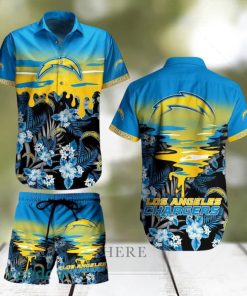 Los Angeles Chargers NFL SAS Tropical Pattern Tropical Summer Beach Team Hawaiian Shirt And Short For Mem Women Gift