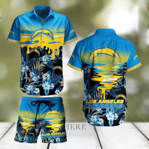 Los Angeles Chargers NFL SAS Tropical Pattern Tropical Summer Beach Team Hawaiian Shirt And Short For Mem Women Gift