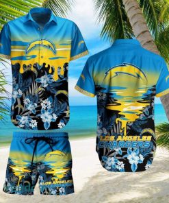 Los Angeles Chargers NFL SAS Tropical Pattern Tropical Summer Beach Team Hawaiian Shirt And Short For Mem Women Gift