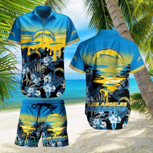 Los Angeles Chargers NFL SAS Tropical Pattern Tropical Summer Beach Team Hawaiian Shirt And Short For Mem Women Gift