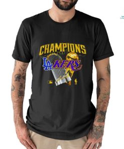 Los Angeles Dodgers Lakers 2024 World Champions Trophies Shirt