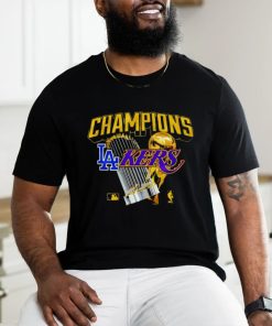 Los Angeles Dodgers Lakers 2024 World Champions Trophies Shirt
