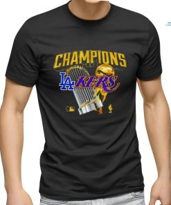 Los Angeles Dodgers Lakers 2024 World Champions Trophies Shirt