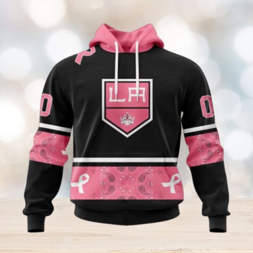 Los Angeles Kings Hoodie Specialized Design In Classic Style With Paisley! WE WEAR PINK BREAST CANCER Hoodie