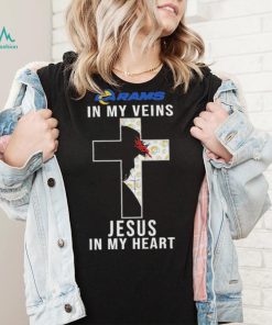 Los Angeles Rams NFL In My Veins Jesus In My Heart Cross 2024 T Shirt