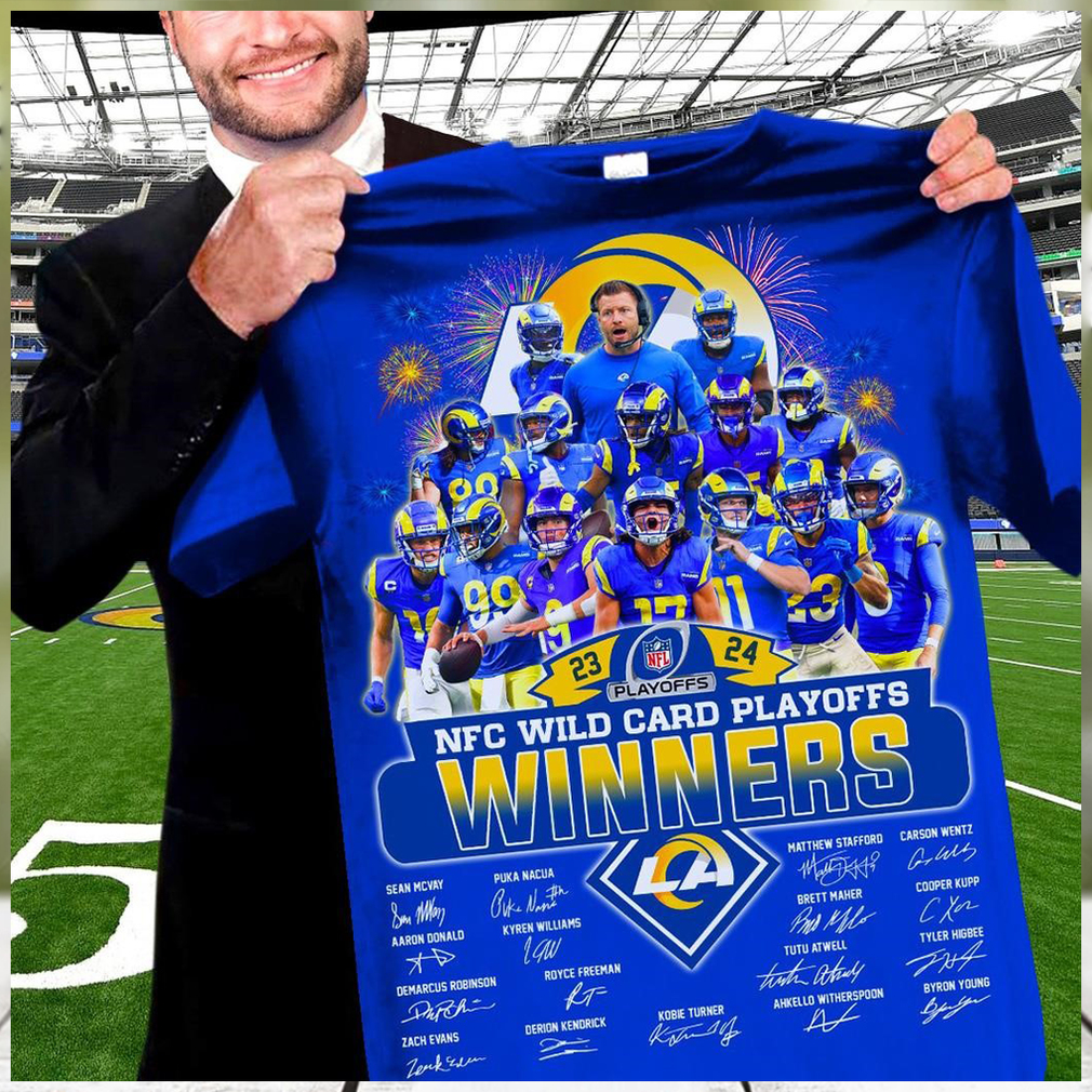 Los angeles rams 2023 2024 nfl wild card playoffs winners team player signature shirt Los angeles rams 2023 2024 nfl wild card playoffs winners team player signature shirt