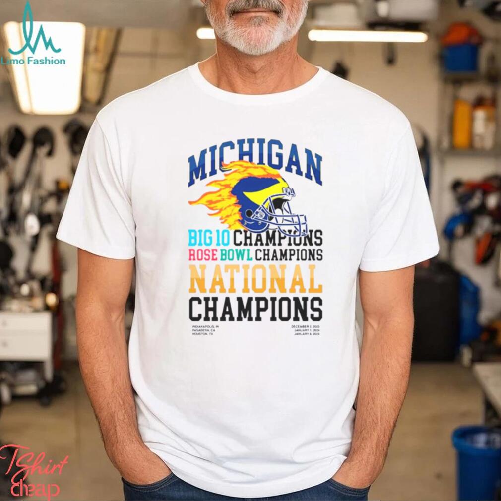 MICHIGAN WOLVERINES BIG 10 CHAMPIONS ROSE BOWL CHAMPIONS NATIONAL CHAMPIONS HELMET SHIRT MICHIGAN WOLVERINES BIG 10 CHAMPIONS ROSE BOWL CHAMPIONS NATIONAL CHAMPIONS HELMET SHIRT
