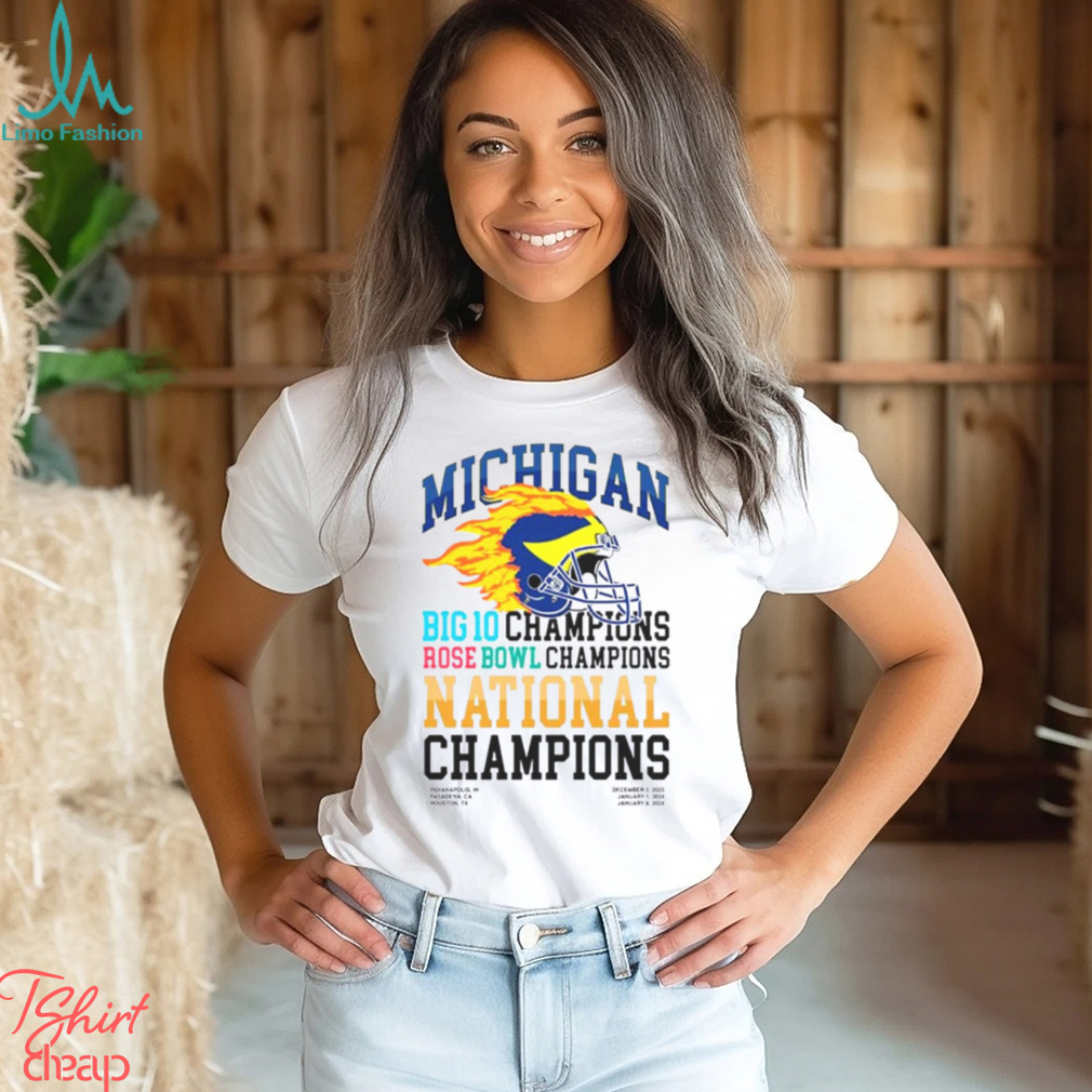 MICHIGAN WOLVERINES BIG 10 CHAMPIONS ROSE BOWL CHAMPIONS NATIONAL CHAMPIONS HELMET SHIRT MICHIGAN WOLVERINES BIG 10 CHAMPIONS ROSE BOWL CHAMPIONS NATIONAL CHAMPIONS HELMET SHIRT