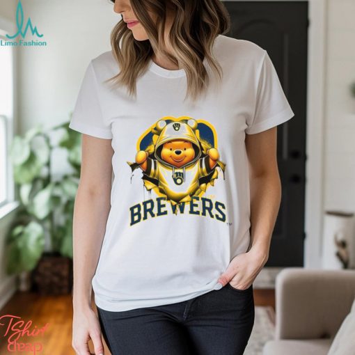 MLB Pooh and Football Milwaukee Brewers shirt