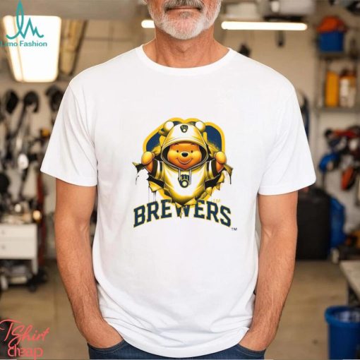 MLB Pooh and Football Milwaukee Brewers shirt