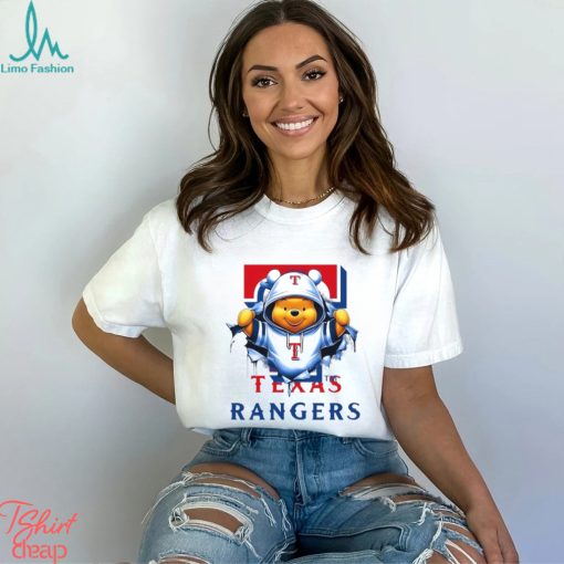 MLB Pooh and Football Texas Rangers shirt