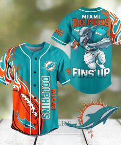 Mami Dolphins Fins Up Blue Design Baseball Jersey