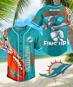 Mami Dolphins Fins Up Blue Design Baseball Jersey