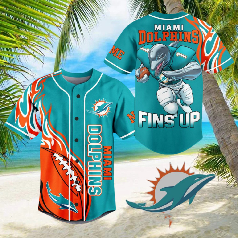Mami Dolphins Fins Up Blue Design Baseball Jersey Mami Dolphins Fins Up Blue Design Baseball Jersey