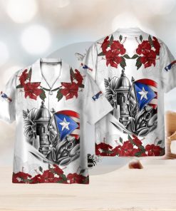 Manga Flower Puerto Rico 3D Hawaiian Shirt Holiday Gift