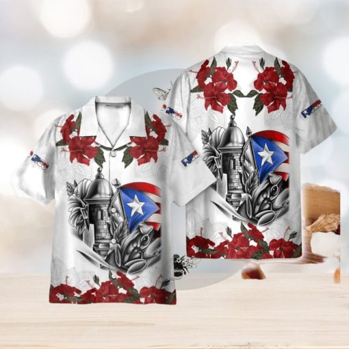 Manga Flower Puerto Rico 3D Hawaiian Shirt Holiday Gift