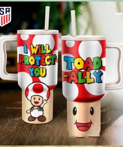 Mario Toad Ally I Will Protect You Tumbler With Handle