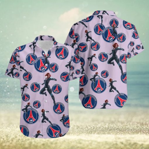 Marvel Avengers Attire Natasha Romanoff Hawaiian Camp Shirt Paris Saint Germain Fc