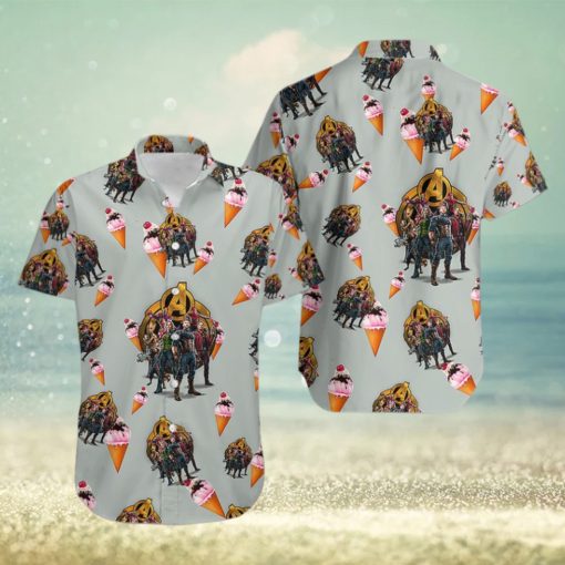 Marvel Avengers Clothes Rocket Raccoon Hawaiian Shirt With Suit Ice Cream Cone Sundae