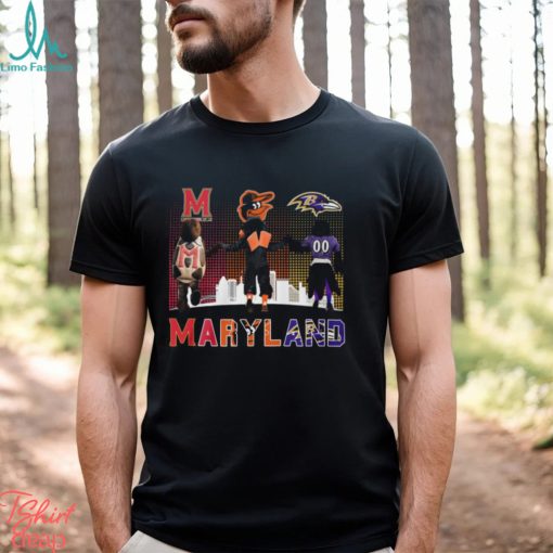 Maryland Sports Teams Mascots Maryland Terrapins, Baltimore Orioles And Baltimore Ravens Champions Shirt
