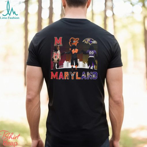 Maryland Sports Teams Mascots Maryland Terrapins, Baltimore Orioles And Baltimore Ravens Champions Shirt