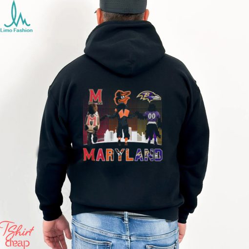 Maryland Sports Teams Mascots Maryland Terrapins, Baltimore Orioles And Baltimore Ravens Champions Shirt
