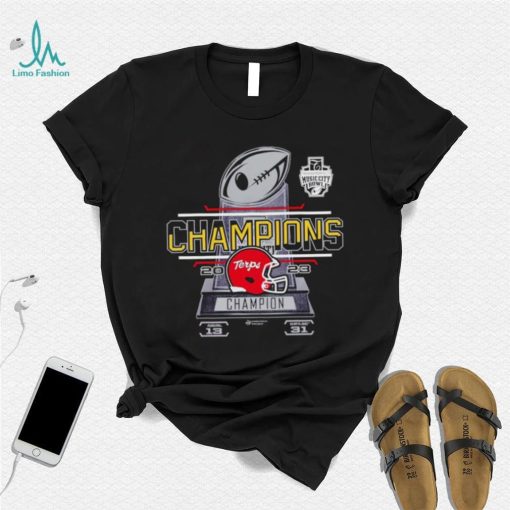 Maryland Terrapins 2023 TransPerfect Music City Bowl Champions trophy shirt