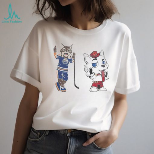 Mascot Edmonton Oilers vs Calgary Flames NHL cartoon shirt