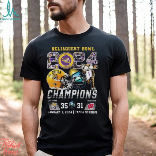 Mascots lsu tigers reliaquest bowl 2024 champions helmet shirt
