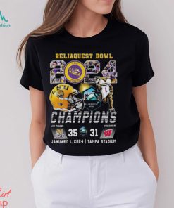 Mascots lsu tigers reliaquest bowl 2024 champions helmet shirt