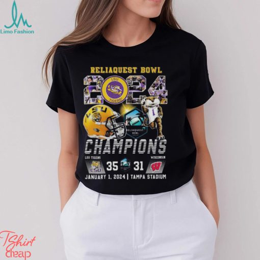 Mascots lsu tigers reliaquest bowl 2024 champions helmet shirt