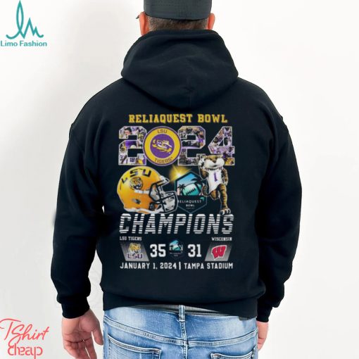 Mascots lsu tigers reliaquest bowl 2024 champions helmet shirt