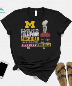 Mden Merch Michigan Beat Alabama Football 2024 Rose Bowl Game Champions Score 27 20 Shirt