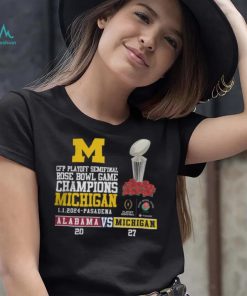 Mden Merch Michigan Beat Alabama Football 2024 Rose Bowl Game Champions Score 27 20 Shirt