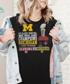Mden Merch Michigan Beat Alabama Football 2024 Rose Bowl Game Champions Score 27 20 Shirt