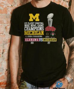 Mden Merch Michigan Beat Alabama Football 2024 Rose Bowl Game Champions Score 27 20 Shirt