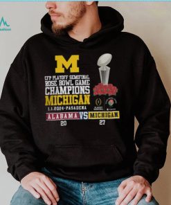 Mden Merch Michigan Beat Alabama Football 2024 Rose Bowl Game Champions Score 27 20 Shirt