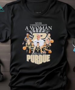 Men’s Never underestimate a woman who understands basketball and loves Purdue shirt